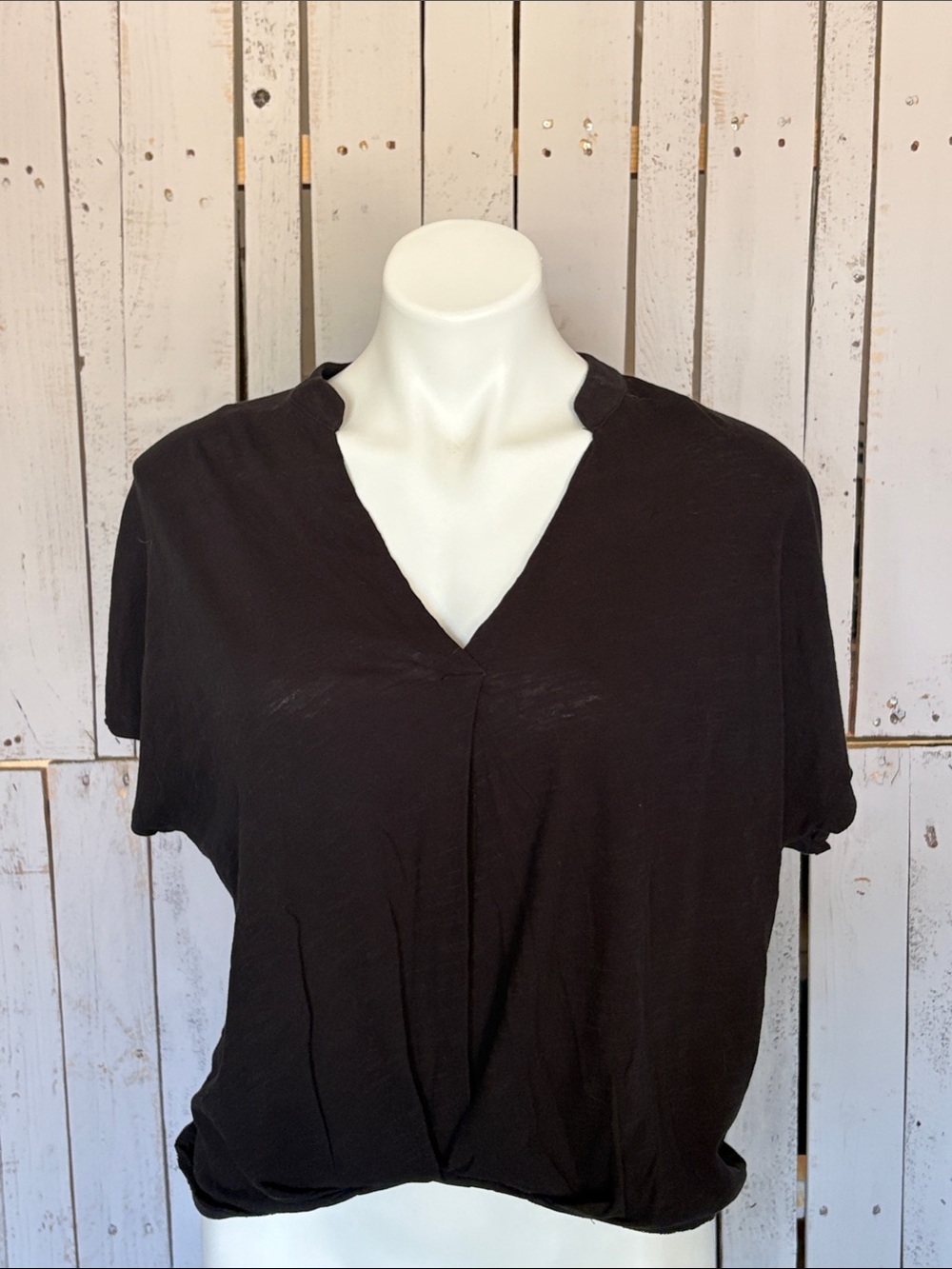 Lush Black V-Neck Short Sleeve Women's Top